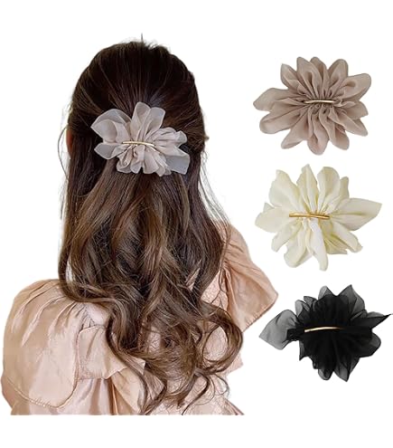 Amazon.co.jp: フリルレース付きリボンバレッタ ローズ ヘアクリップ